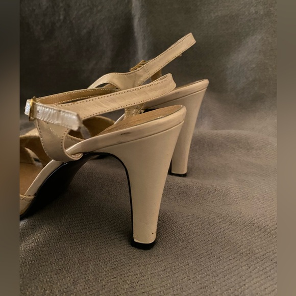 De Mura Blush Leather Topstitch Detail Slingback High-Heeled Sandal **VINTAGE** - Picture 11 of 14